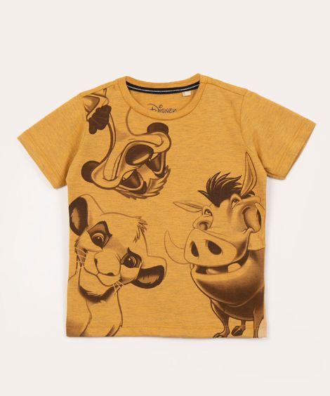 camiseta infantil manga curta o rei leão amarelo