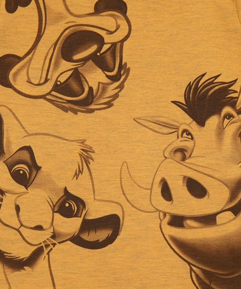 camiseta infantil manga curta o rei leão amarelo