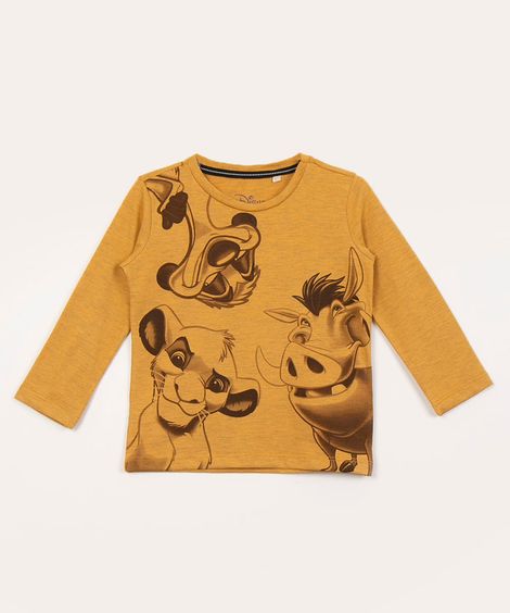 camiseta infantil manga longa o rei leão amarelo