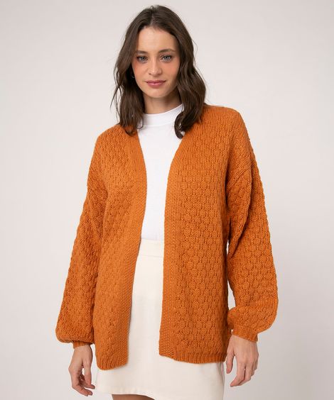 cardigan de tricô alongado marrom