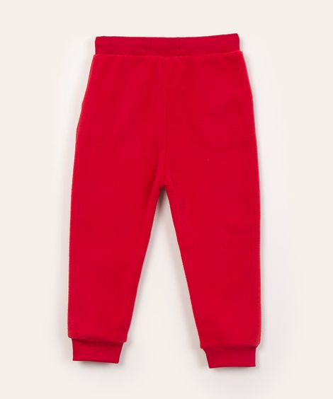 calça básica infantil de pelúcia vermelha