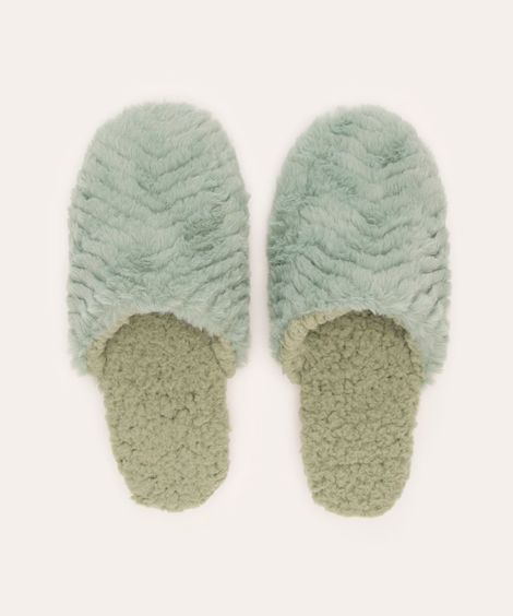 pantufa de pelúcia com sherpa verde