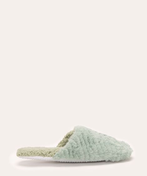pantufa de pelúcia com sherpa verde