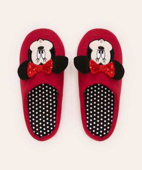 pantufa bordado minnie vermelho
