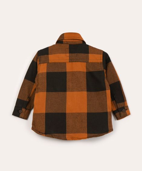 camisa infantil xadrez manga longa caramelo