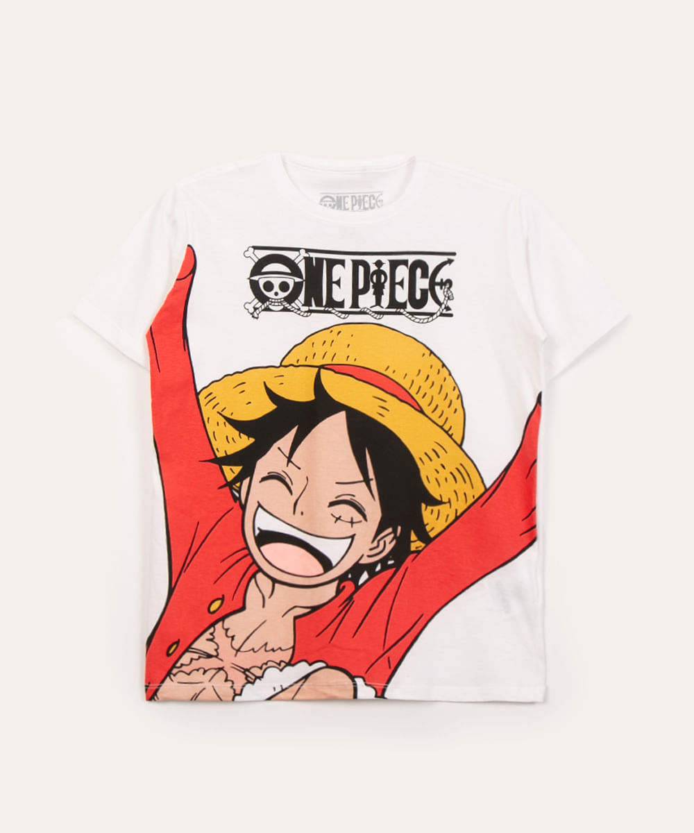 Camiseta juvenil Luffy branca, One Piece