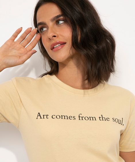 camiseta vintage manga curta mindset bege