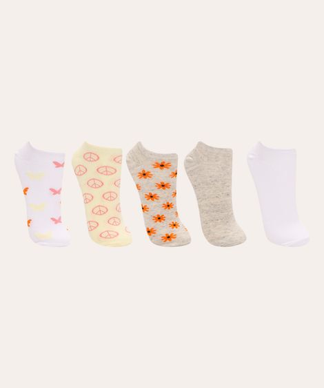 kit de 5 pares de meias cano baixo multicor
