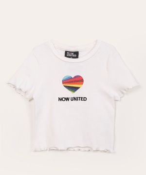 blusa juvenil manga curta now united fru fru off white