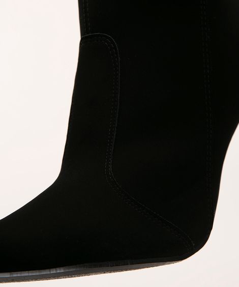 bota cano alto bico fino salto alto bebecê preta