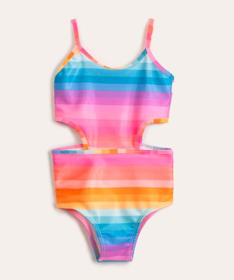 maiô infantil listrado cut out com proteção uv50+ multicor