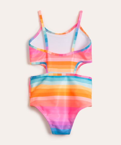 maiô infantil listrado cut out com proteção uv50+ multicor