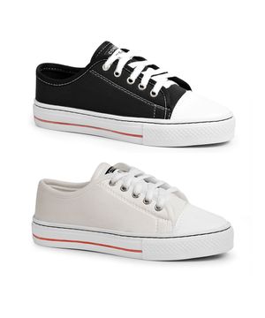 KIT TÊNIS CASUAL FEMININO ALL POLO STAR PRETO E BRANCO LUMA VENTURA