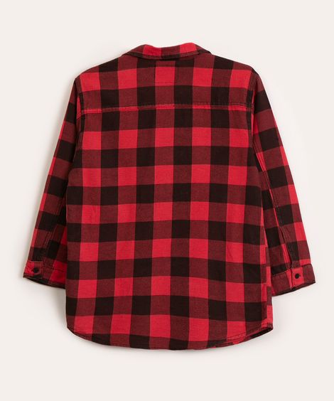 camisa xadrez juvenil de algodão com bolsos vermelha