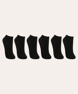 kit 6 pares de meia invisível ace preto