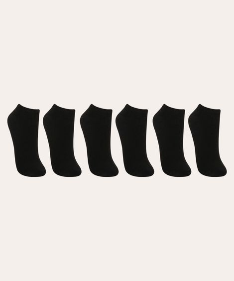 kit 6 pares de meia invisível preto