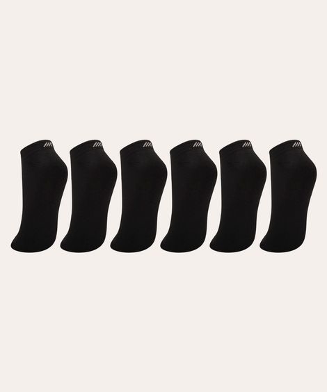 kit 6 pares de meia invisível preto