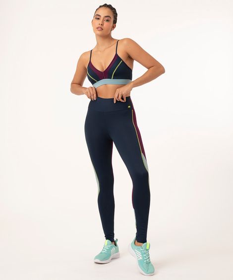 calça legging com recortes azul marinho