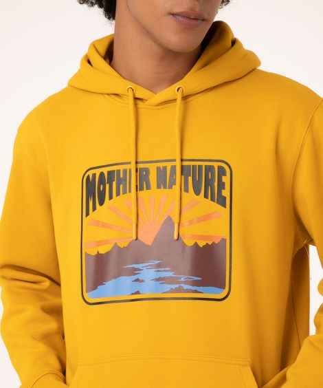 blusão de moletom com capuz mother nature amarelo