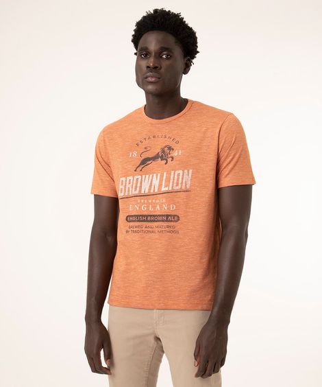 camiseta de algodão manga curta cerveja laranja