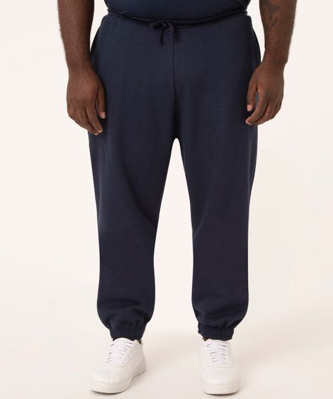 calça básica de moletom plus size azul marinho
