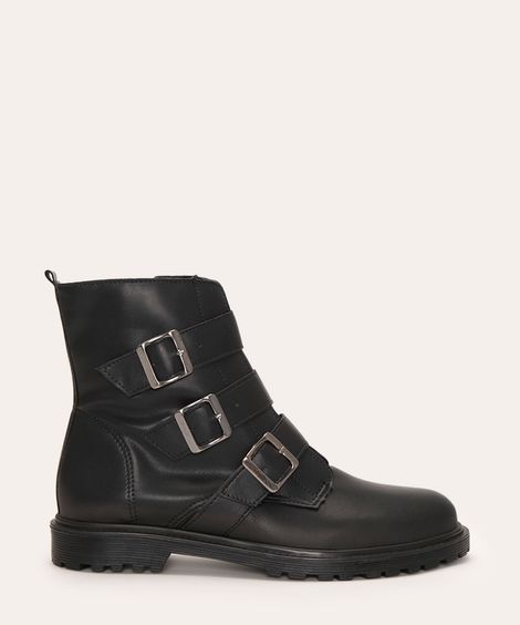 bota coturno cano médio fivela oneself  preto