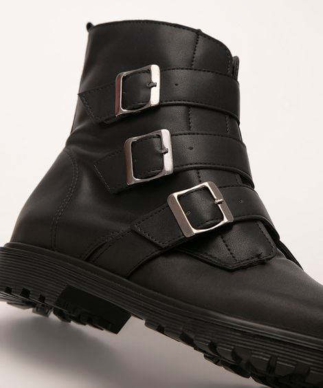 bota coturno cano médio fivela oneself  preto