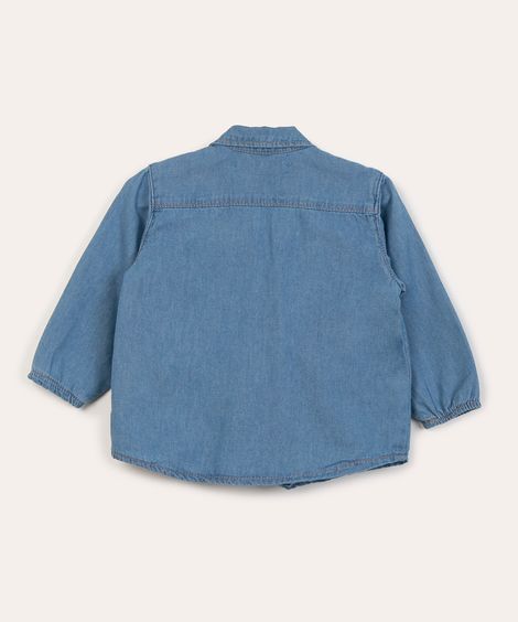 camisa infantil jeans com nó azul claro