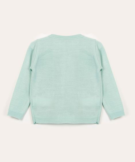 cardigan infantil básico de tricô bolsos verde claro