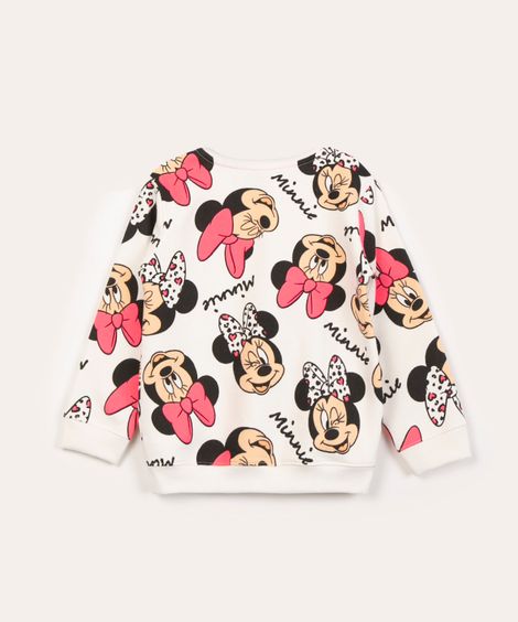 blusão infantil de moletom minnie mouse off white
