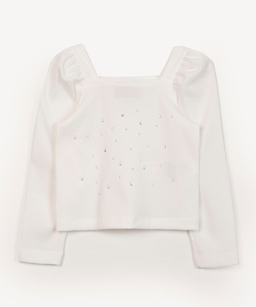 blusa de algodão infantil luluca manga longa azul - C&A