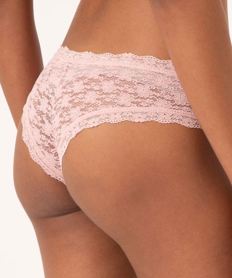 calcinha caleçon de renda rosa