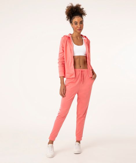 calça jogger com cordão esportivo rosa