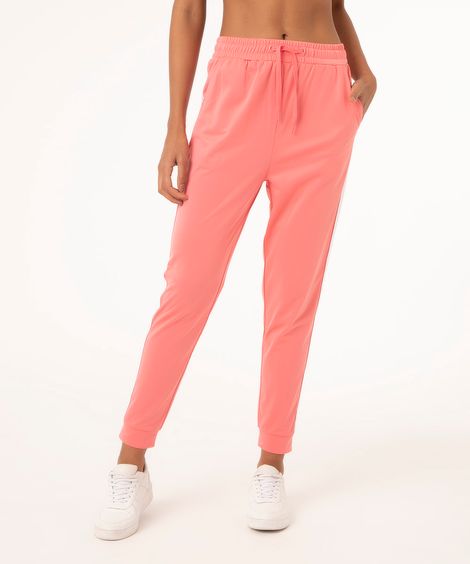 calça jogger com cordão esportivo rosa