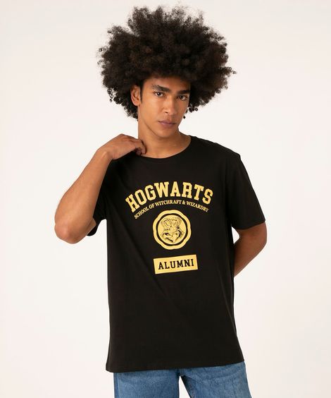 camiseta de algodão harry potter preta