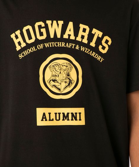 camiseta de algodão harry potter preta