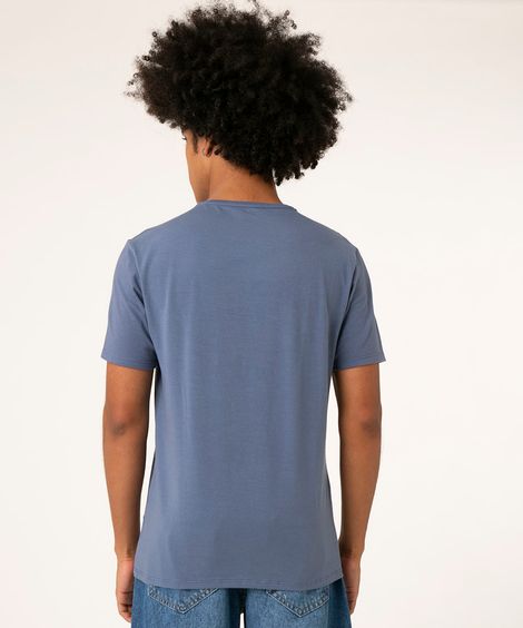 camiseta slim básica manga curta - azul jeans