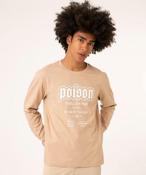 camiseta manga longa poison bege claro