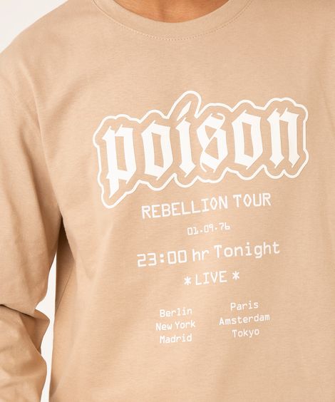 camiseta manga longa poison bege claro