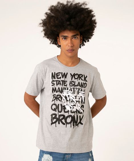 camiseta manga curta street wear cinza mescla