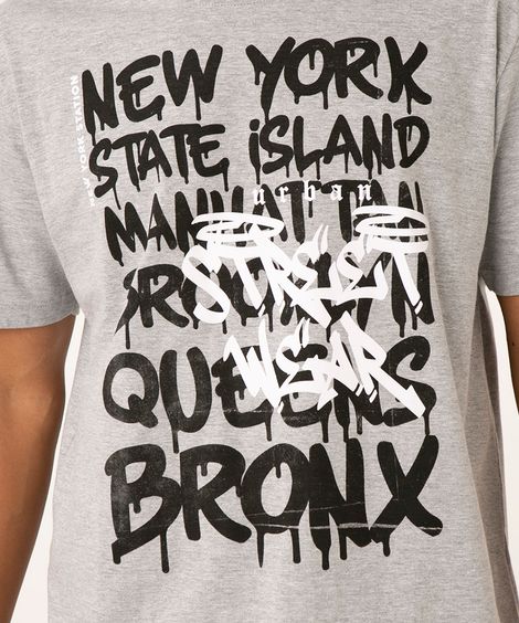 camiseta manga curta street wear cinza mescla