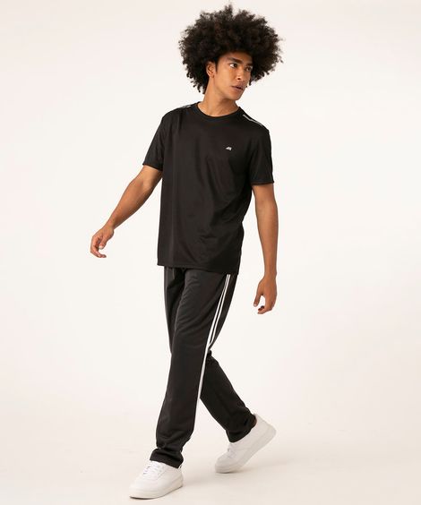 Calça Masculina Esportiva em Moletom Felpado com Listras Laterais Chumbo