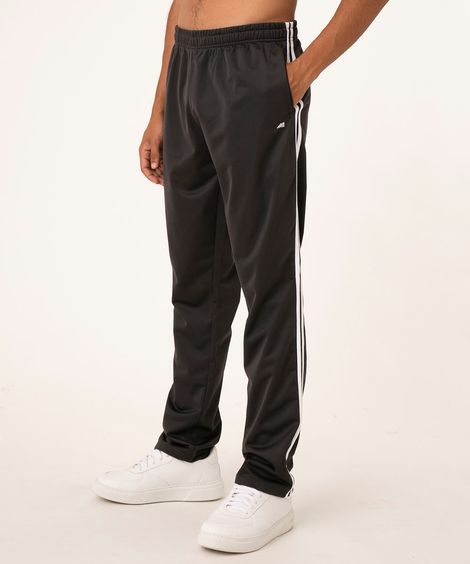 Calça Masculina Esportiva em Moletom Felpado com Listras Laterais Chumbo