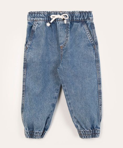 calça infantil jogger jeans azul médio