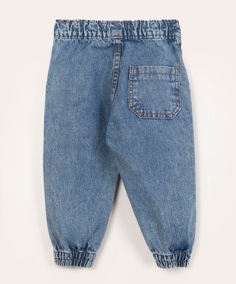 calça infantil jogger jeans azul médio