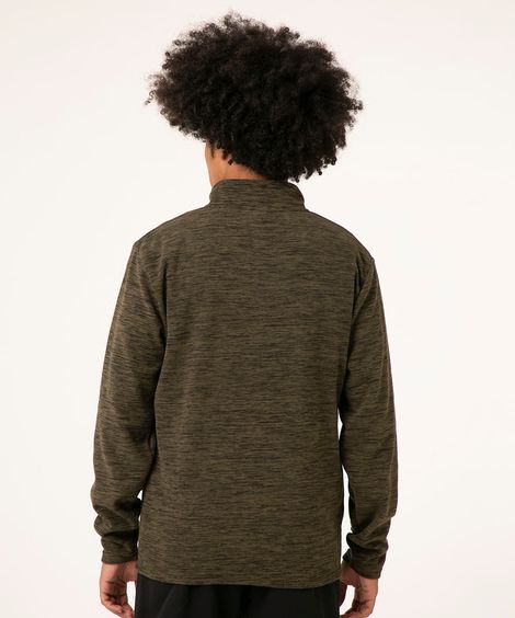 jaqueta de fleece esportiva gola alta verde militar
