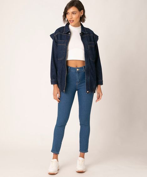 calça jeans cigarrete levanta bumbum sawary azul médio