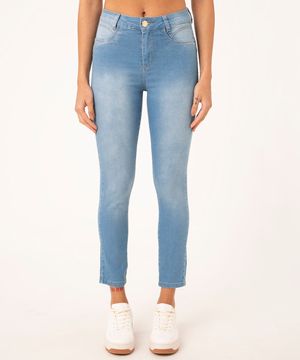 calça jeans skinny cintura alta sawary azul claro