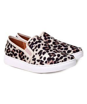 Slip On Vizzano Animal Print Onça Feminino Bege