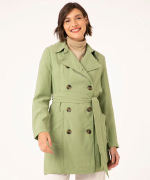 casaco trench coat longo verde
